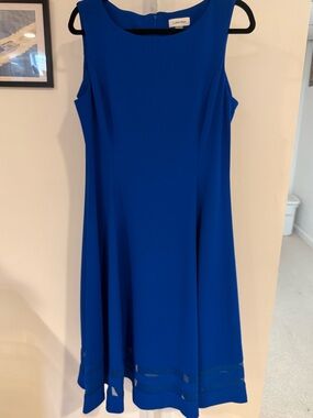 Calvin Klein Cobalt Blue Sleeveless Midi A-Line Dress